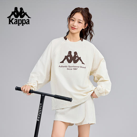 Kappa卡帕背靠背新款运动卫衣男款休闲防泼水长袖宽松圆领上衣女K0FW2XY01 商品图2