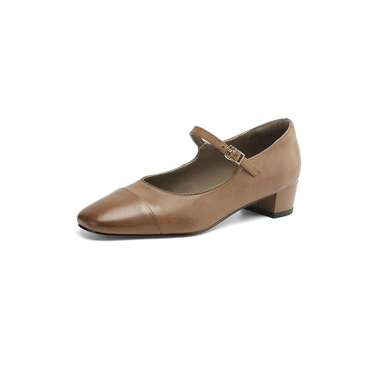 【预售5天】3.5cm水洗牛皮~新款真皮单鞋，中跟小皮鞋粉色法式复古玛丽珍鞋子ASZ-5-576 商品图4