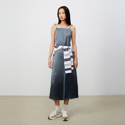 lost in echo2025春夏新款日本进口高级醋酸后荡领吊带长连衣裙女 商品图2