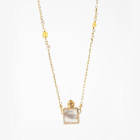 MELI&MOLI【金】珍珠贝壳月光宝盒吊坠 随形珠+珍珠点缀项链【D类】