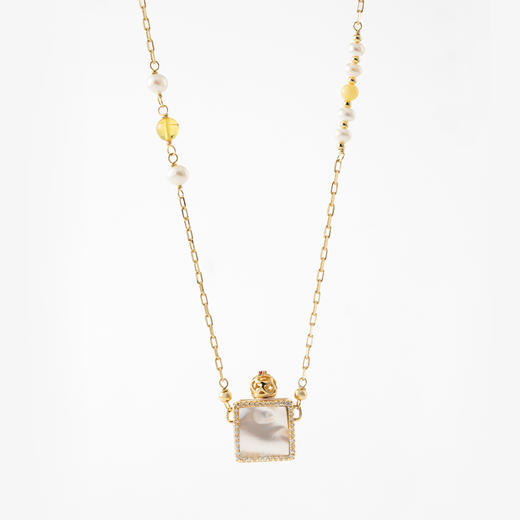MELI&MOLI【金】珍珠贝壳月光宝盒吊坠 随形珠+珍珠点缀项链【D类】 商品图0