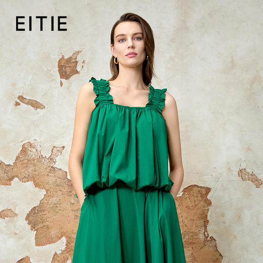 EITIE爱特爱简约百搭方领无袖显瘦小上衣夏季新款8213908 商品图0