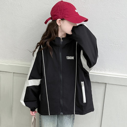 【中长款新春外套！酷飒百搭】女童春季外套 2025新款 儿童春装 女孩早春拼色 洋气女大童冲锋衣春秋-QQ 商品图4