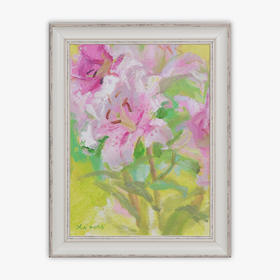 张西《粉百合》油画39CM*29CM 手绘油画布雅致小品【YH0049】