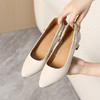 丁摩 真皮中跟鞋女新款春秋季百搭牛皮尖头细跟单鞋女鞋5ZF-17168 商品缩略图2