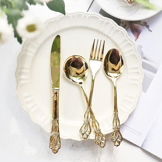 日本进口高桑金属符文金色茶匙 商品图1