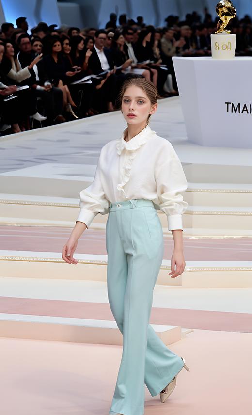 前捏挺廓缝长腿微喇裤 商品图1