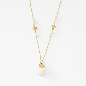 MELI&MOLI 【金】猛犸象牙精雕刻圆福袋 黄水晶珍珠点缀项链  【D类】