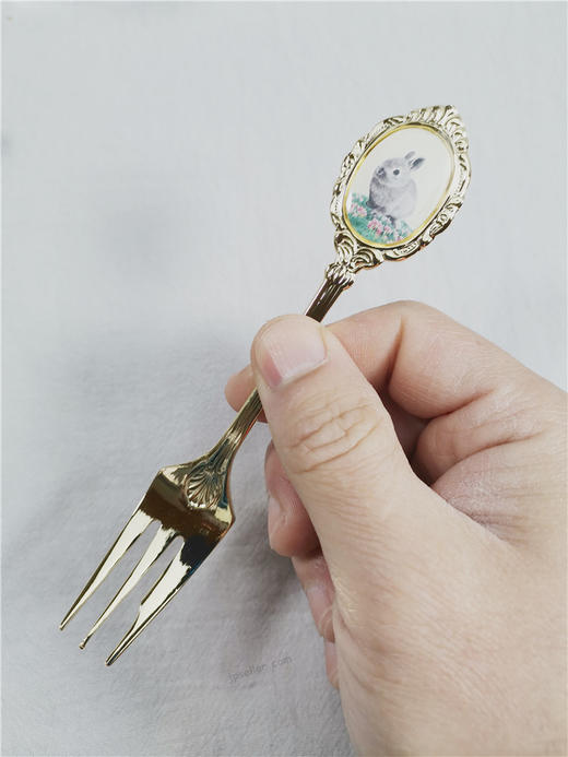 日本进口高桑金属少女感金色兔子茶匙/蛋糕叉 商品图3