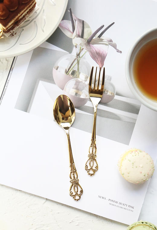 日本进口高桑金属符文金色茶匙 商品图2