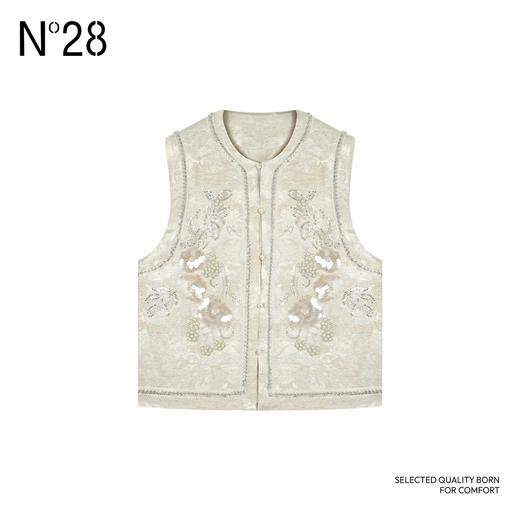 N°28 2025春季新款女款新中式休闲时尚短款外套轻奢国风复古马夹895131B109 商品图1