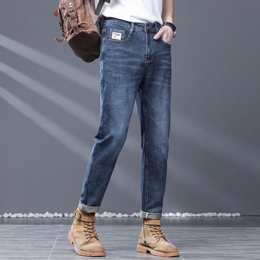 圣得西男士牛仔裤2025年春季新款青年休闲修身小脚弹力长裤男款2512915061 商品图3