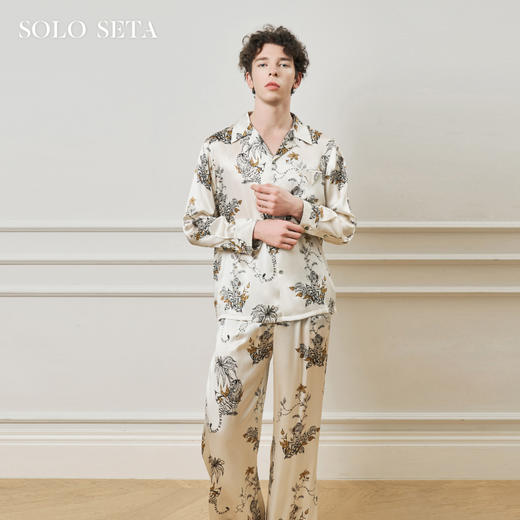 Solo seta22姆米重磅真丝男士印花衬衫长裤桑蚕丝家居服2025年秋 商品图0