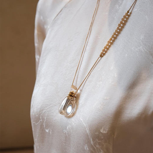 MELI&MOLI 【金】天然水晶中号福袋吊坠 半边长珍珠串环扣套链  【D类】 商品图2