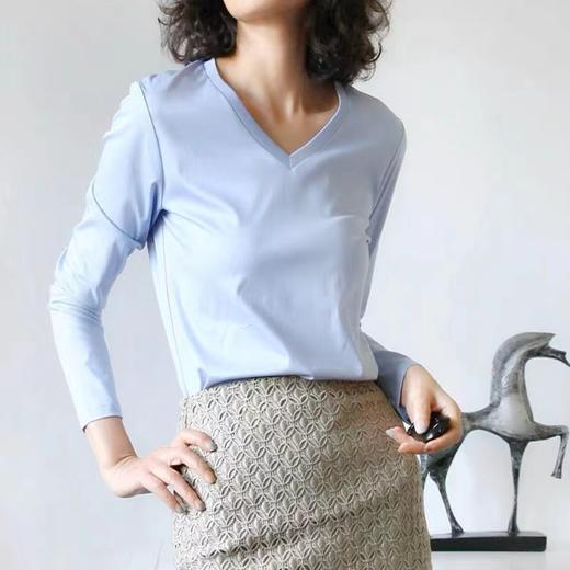 优选丨【79元2件任选，礼盒装】【6色可选，柔糯丝滑】春夏高级感桑蚕丝双面丝光棉白色长袖t恤正肩百搭宽松T桖上衣100% 商品图3