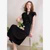 【限时秒杀】西遇黑色v领连衣裙女新款通勤a字短袖法式收腰长裙D0050475 商品缩略图0