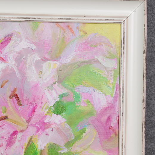 张西《粉百合》油画39CM*29CM 手绘油画布雅致小品【YH0049】 商品图4