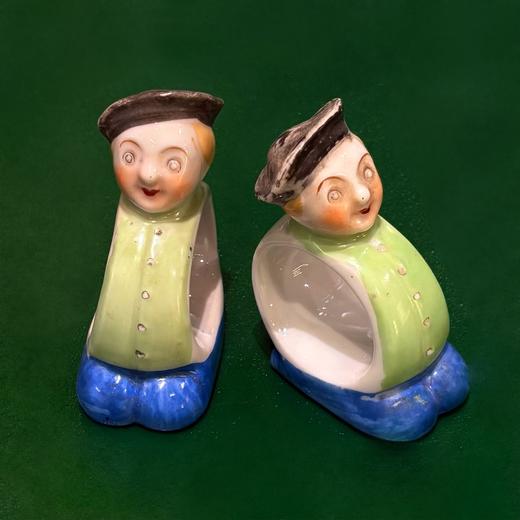 【苏州】日本制中古陶瓷人偶餐巾环一对 带标 商品图2