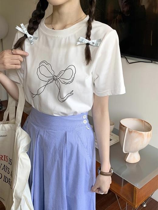 【YW】无忧购“福利狂欢”韩系百搭印花纯棉180克正肩圆领T恤 商品图1