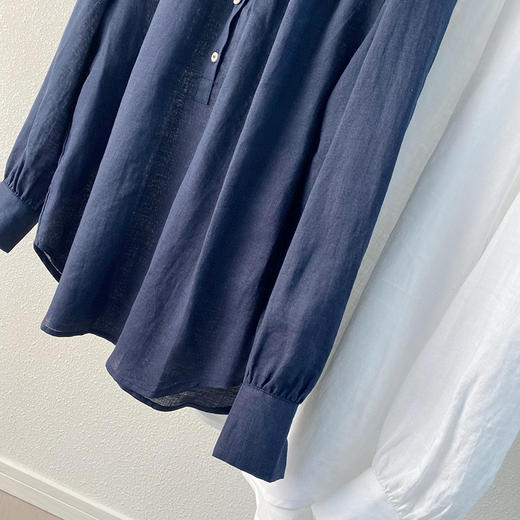 法式高级感！2025清爽舒适小众纯色翻领竺麻衬衫凉爽！ 商品图2