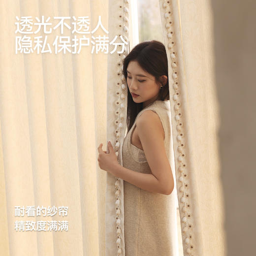 【瑞安娜纱】金蝉色织提花纱大气卷草纹纱帘 商品图1