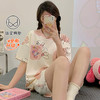 【免穿bra！居家&待客都方便】睡衣女夏季带胸垫一体式可爱两件套装休闲卡通简约家居服短袖短裤。ry 商品缩略图0