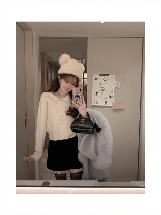 金蘑菇菇Tous les jours冬日宅物2.0/100wool 乖甜系爱心钩花内搭 商品图9