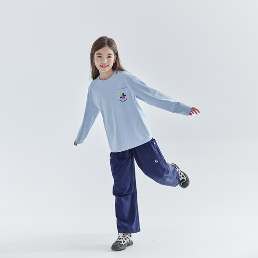 【代发】女款小贴袋长袖T恤 cicochild童装百搭套头衫女童凉感抑菌上衣印花小贴袋长袖T恤 商品图3