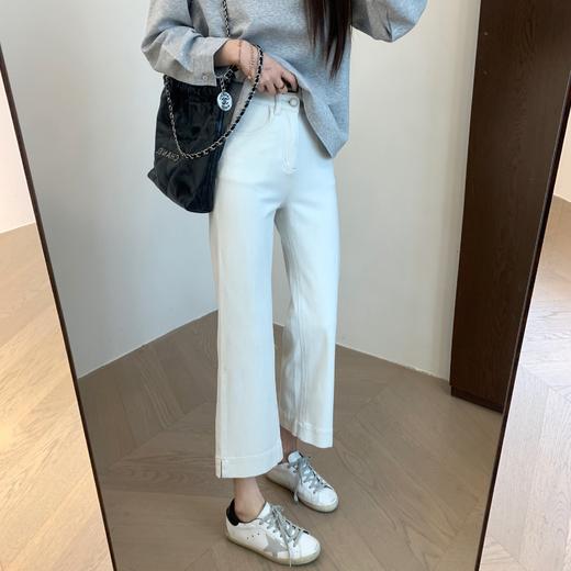 垂顺挺括！2025四面弹力宽松显瘦高腰脚口开衩九分法棍牛仔裤女款! 商品图3