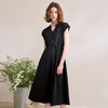 【限时秒杀】西遇黑色v领连衣裙女新款通勤a字短袖法式收腰长裙D0050475 商品缩略图3