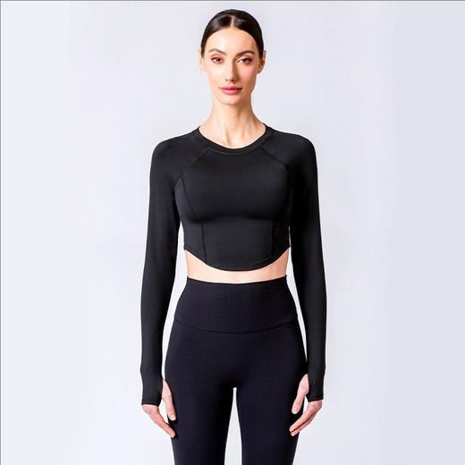 AUMNIE澳弥尼花苞长袖T恤训练运动上衣健身跑步紧身普拉提瑜伽服 商品图3