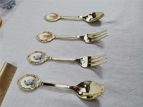 日本进口高桑金属少女感金色猫茶匙