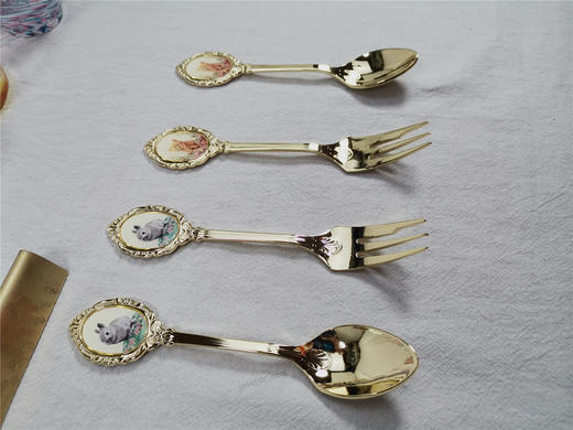 日本进口高桑金属少女感金色猫茶匙 商品图0