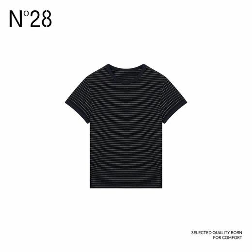 N°28 2025春夏新款条纹短袖T恤休闲时尚圆领上衣895131T004 商品图1