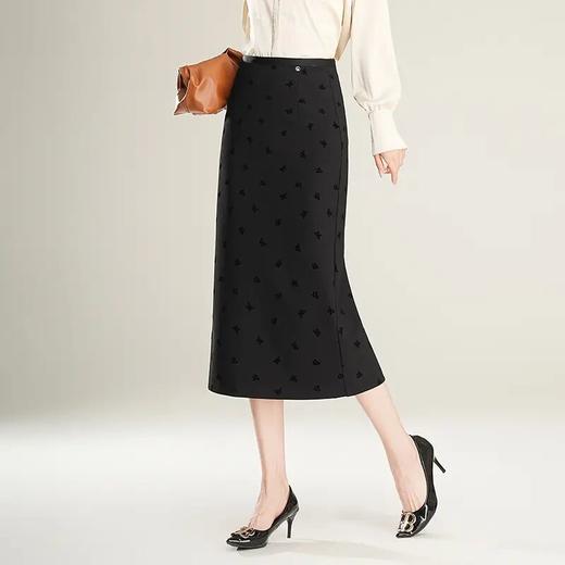 【自】全新升级【铂金会员146/天猫199/差价53】(14138) 洛诗琳25春季新款植绒高腰显瘦开叉半身裙简约气质通勤半裙 商品图1