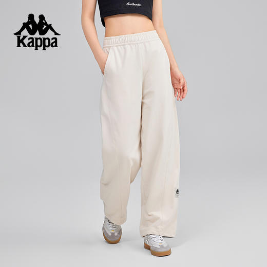 Kappa卡帕背靠背女款针织运动裤2025新款复古长裤休闲裤子直筒裤K0F42AK80 商品图0