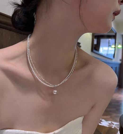 今年很火的一个款，珍珠项链手链系列碎银双层手链，正品施华洛世奇珍珠，S925纯银碎银子.配全套包装（EJ） 商品图5