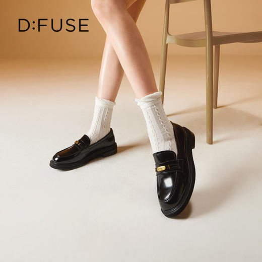迪芙斯2025春季新款轻便通勤皮鞋英伦风轻量百搭乐福鞋DFD1112114 商品图0