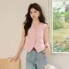 优雅高级感通勤叠穿短款马甲背心女2025V领收腰上衣V0250021 商品缩略图0