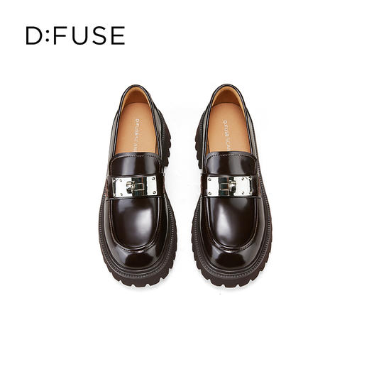 迪芙斯2025春新款轻便通勤圆环金属扣增高厚底乐福鞋通勤鞋DFD1112106 商品图14