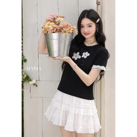 鹿向南 「蕾丝花语」25年设计蕾丝花边T恤L53628