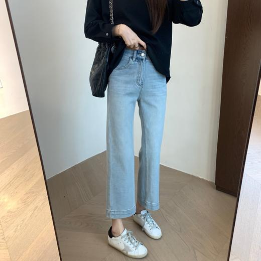 垂顺挺括！2025四面弹力宽松显瘦高腰脚口开衩九分法棍牛仔裤女款! 商品图4