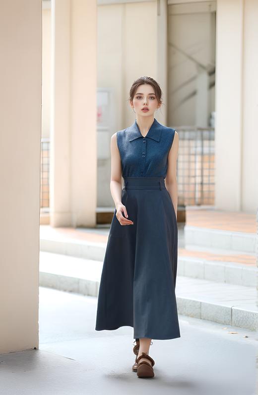 高腰不对称设计分割长款A半裙 商品图1