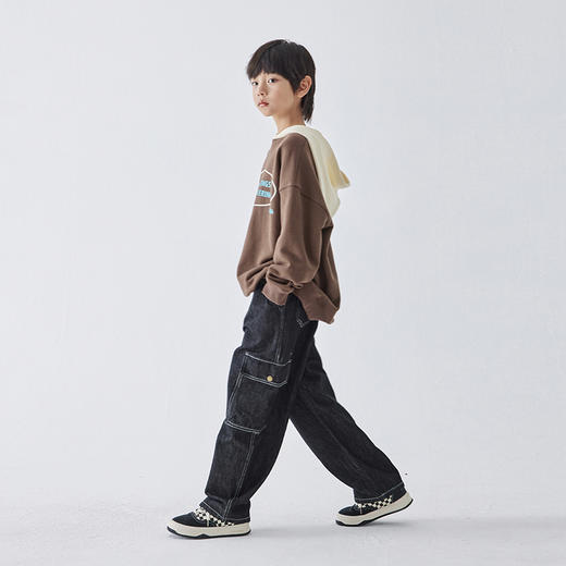 【代发】男款大口袋牛仔裤 蓝汽水童装不落色男童经典复古裤子中大童休闲裤亲子装 商品图4