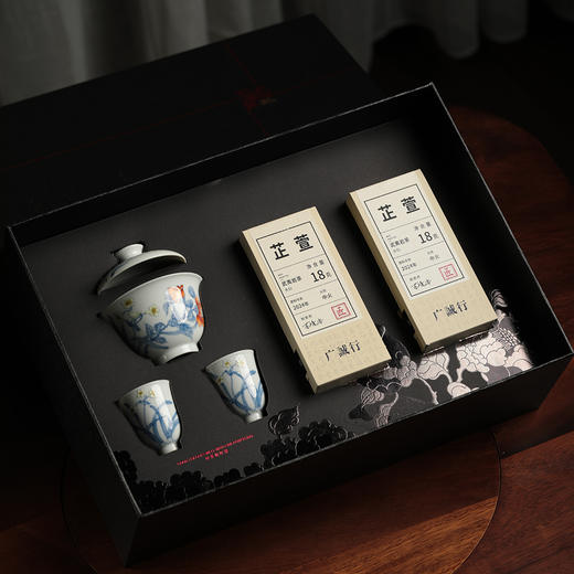 【广诚行盖碗岩茶组合】广诚行x一儒堂岁寒香韵青花加彩两才盖碗岩茶组合和和美美礼盒 商品图7