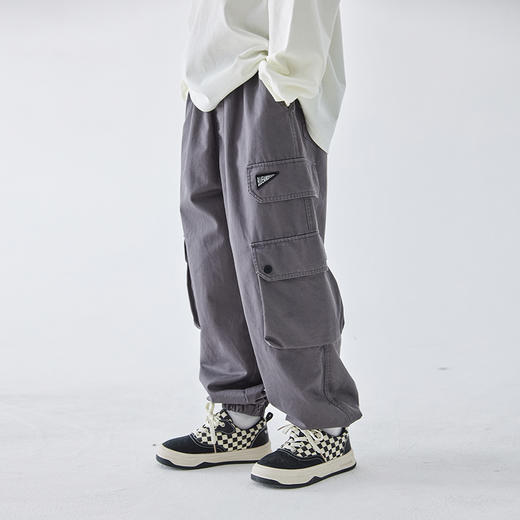 【代发】男款斜纹工装裤 蓝汽水童装斜纹重工裤子男童口袋设计中大童亲子束脚长裤 商品图4