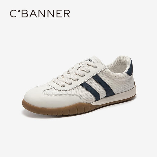 千百度男鞋薄底透气网面鞋复古德训鞋跑步运动休闲鞋A25126702 商品图1