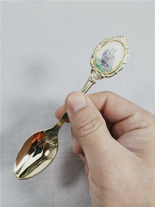 日本进口高桑金属少女感金色兔子茶匙/蛋糕叉 商品图2