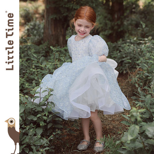 Littletime女童2025新款夏装小女孩泡泡袖公主裙儿童碎花连衣裙 商品图1