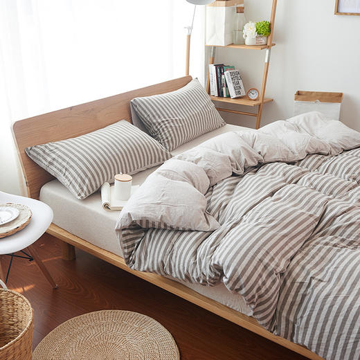 丁摩 天竺棉被套单件 全棉针织百隆色纺无印日式条纹纯棉学生宿舍被罩5ZF-3106 商品图8